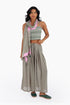 Scarf in cotton gauze, trimmed in cotton printed voile contrast pattern